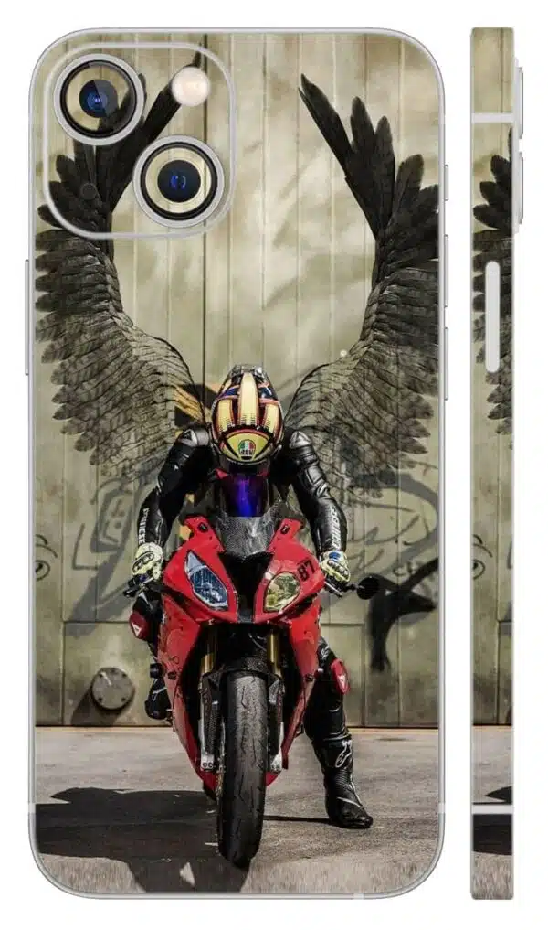 Biker Sitting Sketch Mobile Skin - car & bikes skin | Buy at Mdprints.in