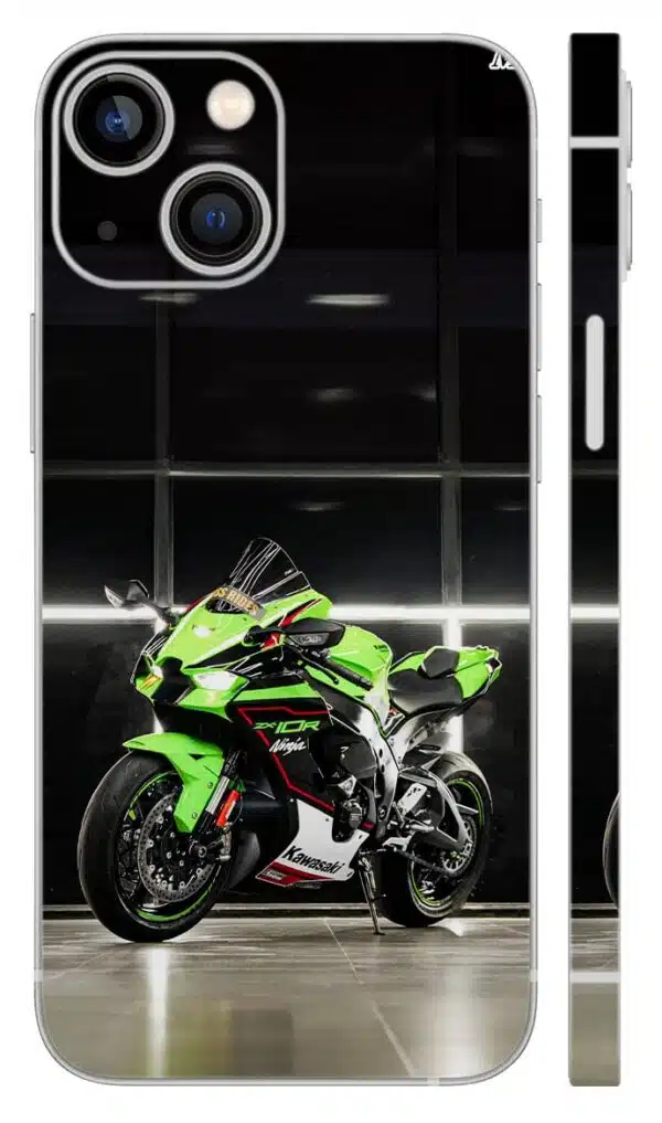 Kawasaki Ninja Green Flame Mobile Skin - car & bikes skin | Buy at Mdprints.in