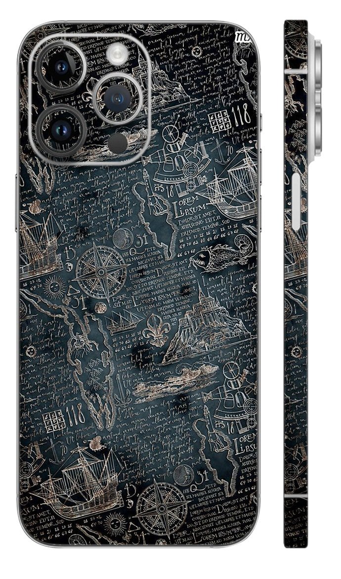 MX-34 Laptop Sticker & Skin Mockup Black Gray Topographic